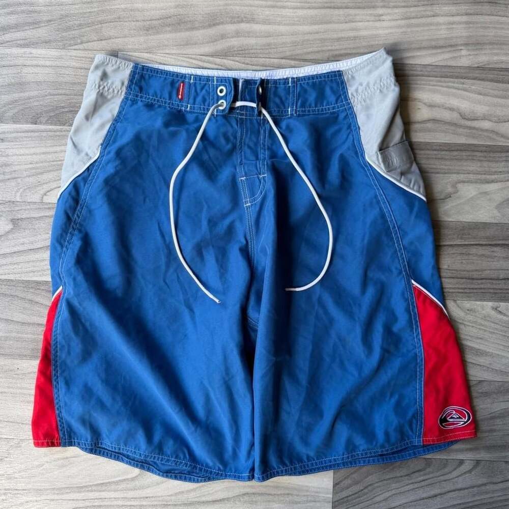 Quiksilver Y2K Surf Board Shorts Blue Red Gray Size 30